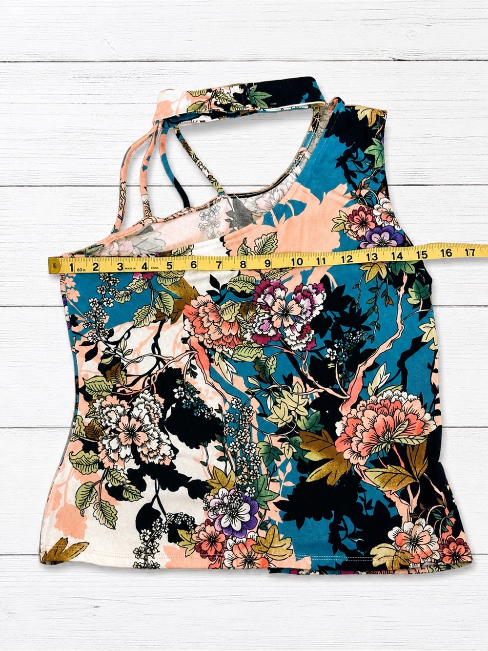 Guess Floral Asymmetrical One Shoulder Halter Tank Y2K Going Out Top Large Boho - Picture 4 of 7